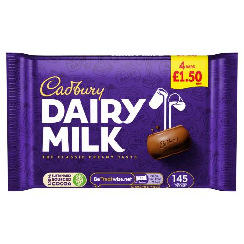 Cadbury Dairy Milk Chocolate Bar Multipack 4 x 27.2g PMP