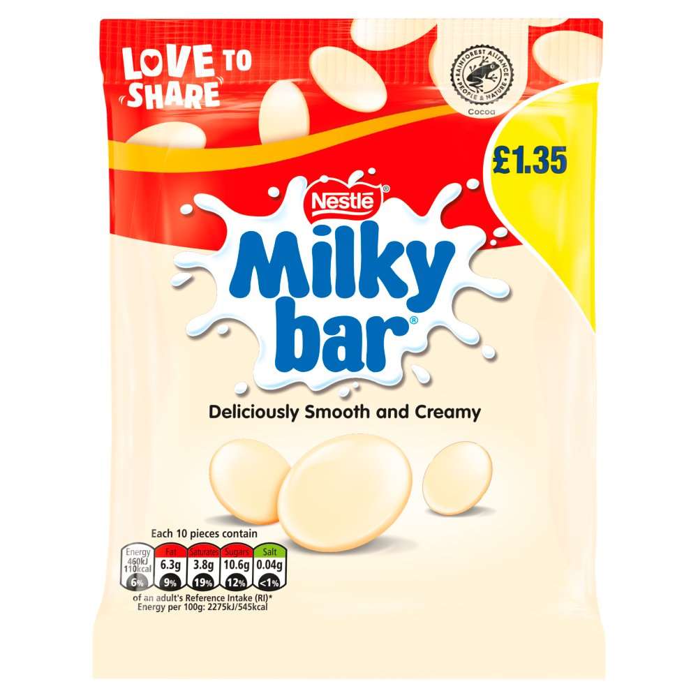 Milkybar White Chocolate Giant Buttons Pouch 85g PMP