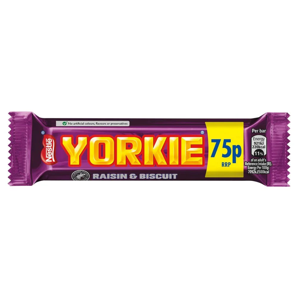 Yorkie Rasin Yorkie Raisin & Biscuit Chocolate Bar 44g PMP | British Cravings