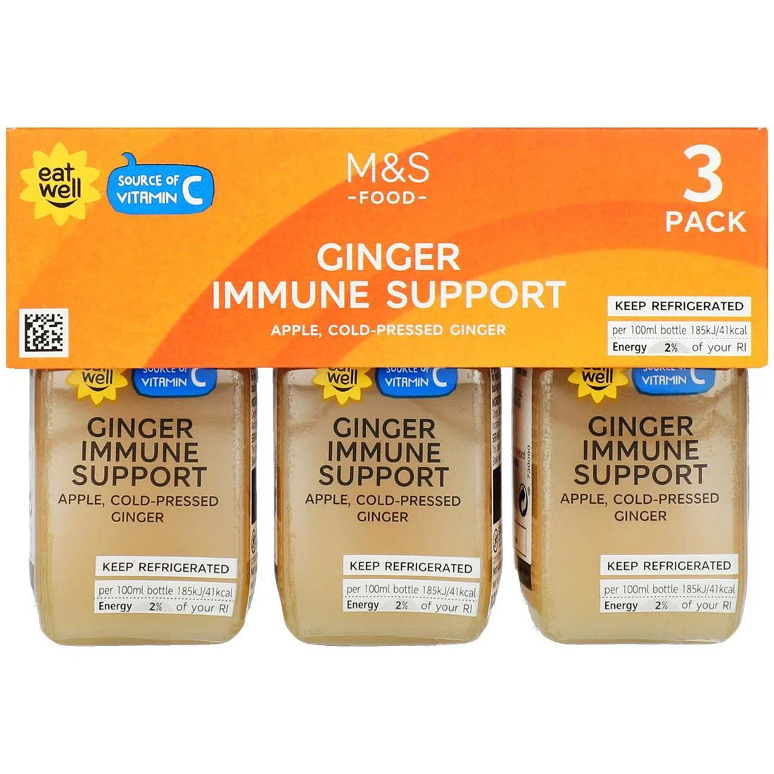 M&S Ginger & Apple Immune Support Multipack Shots - 3 x 100ml
