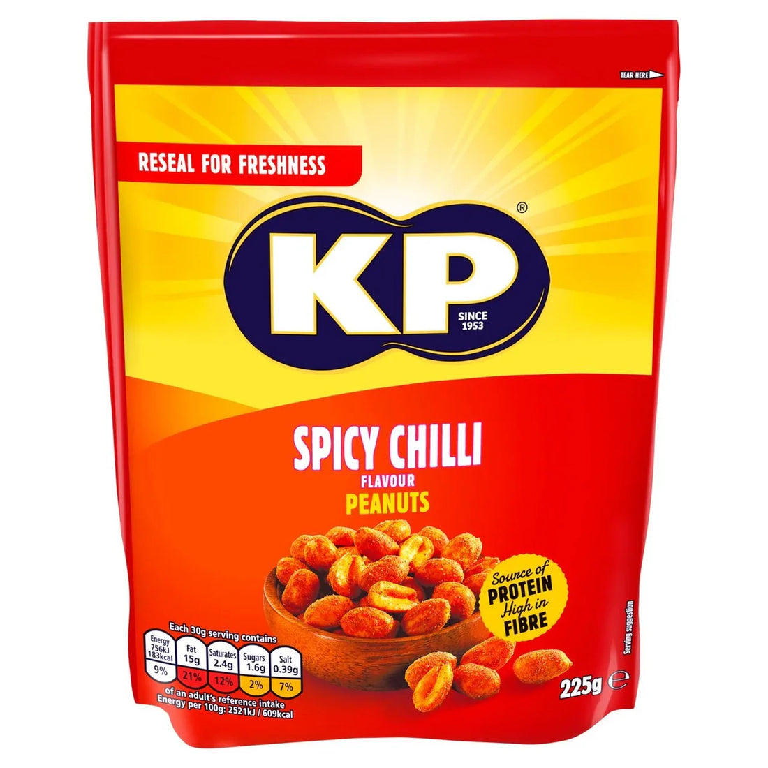 KP Nuts Spicy Chilli Flavour, Crunchy Nutty Snack - 225g Pack