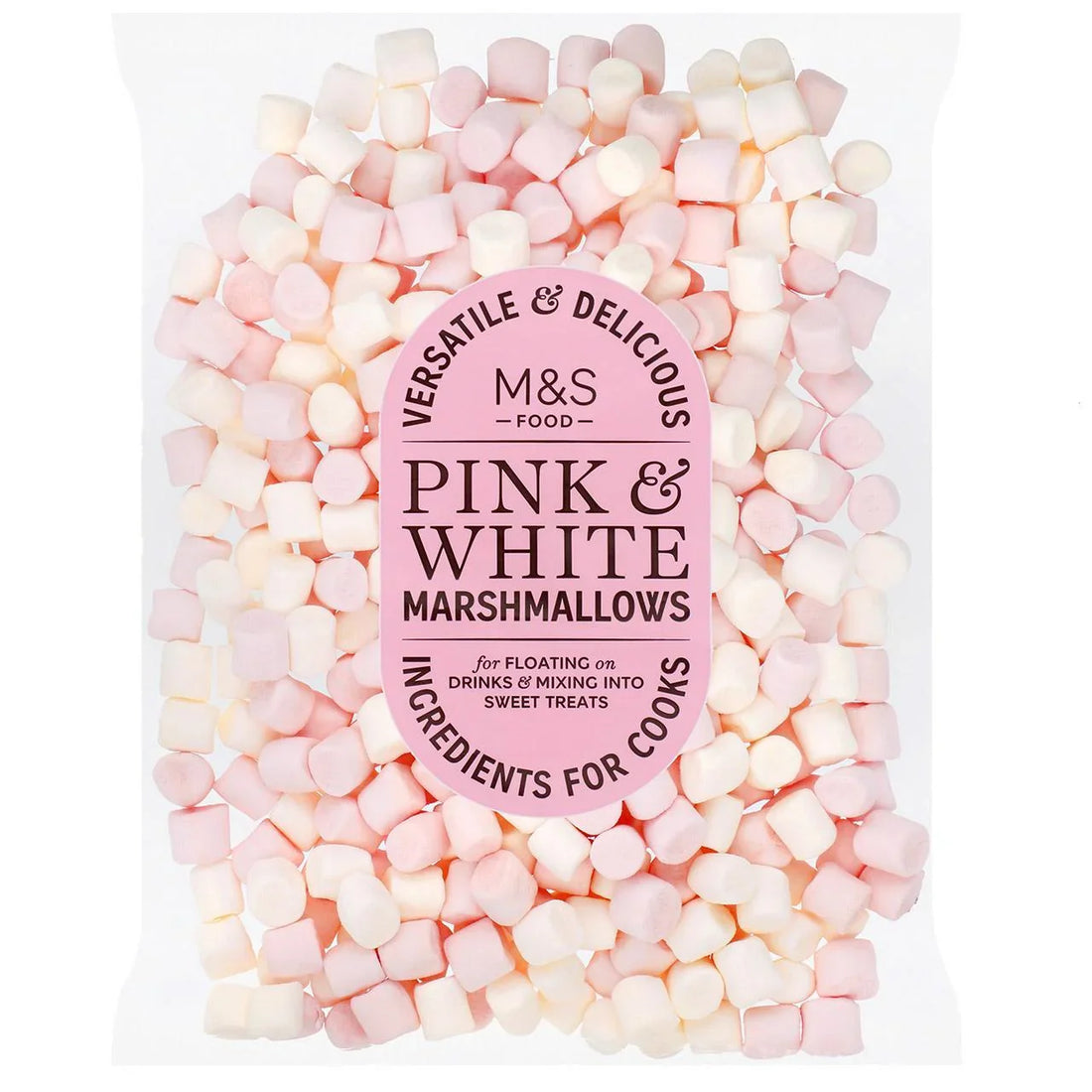 Delicious M&S Pink and White Mini Marshmallows in 125g Pack