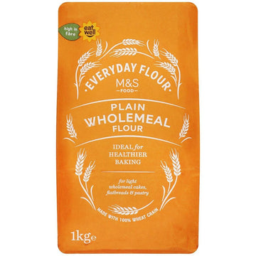 Premium M&S Plain Wholemeal Flour 1kg for Healthy Baking