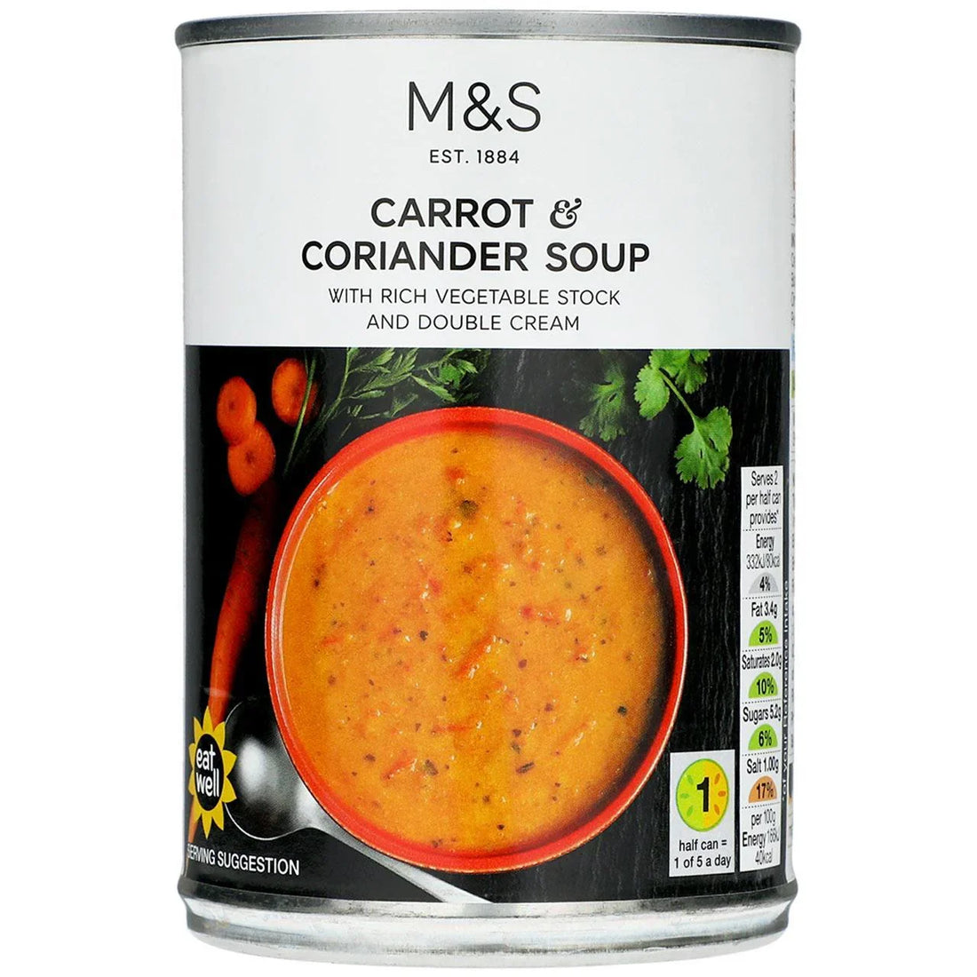 Delicious M&S Carrot & Coriander Soup 400g - Rich Flavour