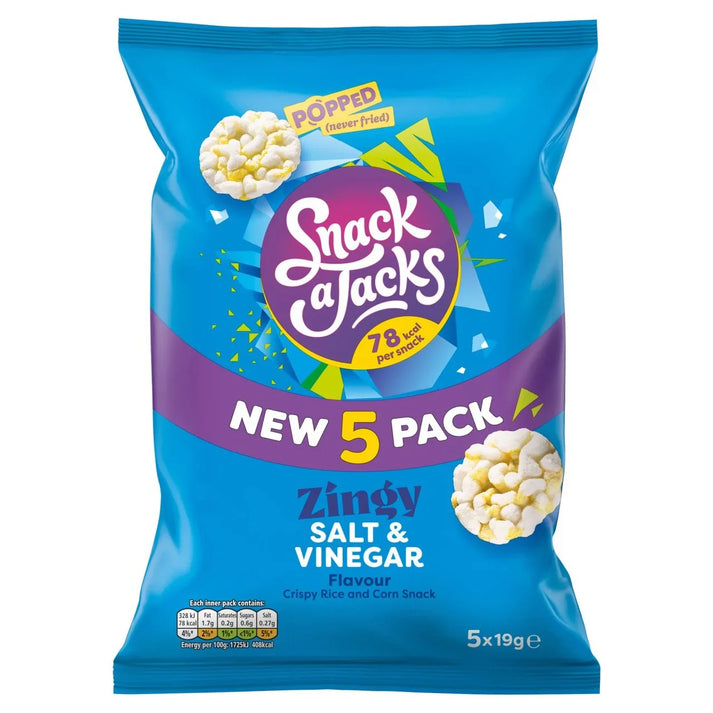 Snack a Jacks Salt & Vinegar Multipack Rice Cakes Crisps 5x19g