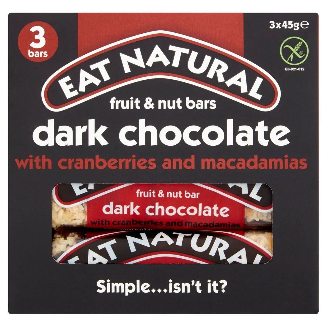 Dark Chocolate Cranberries & Macadamias Bars 45g