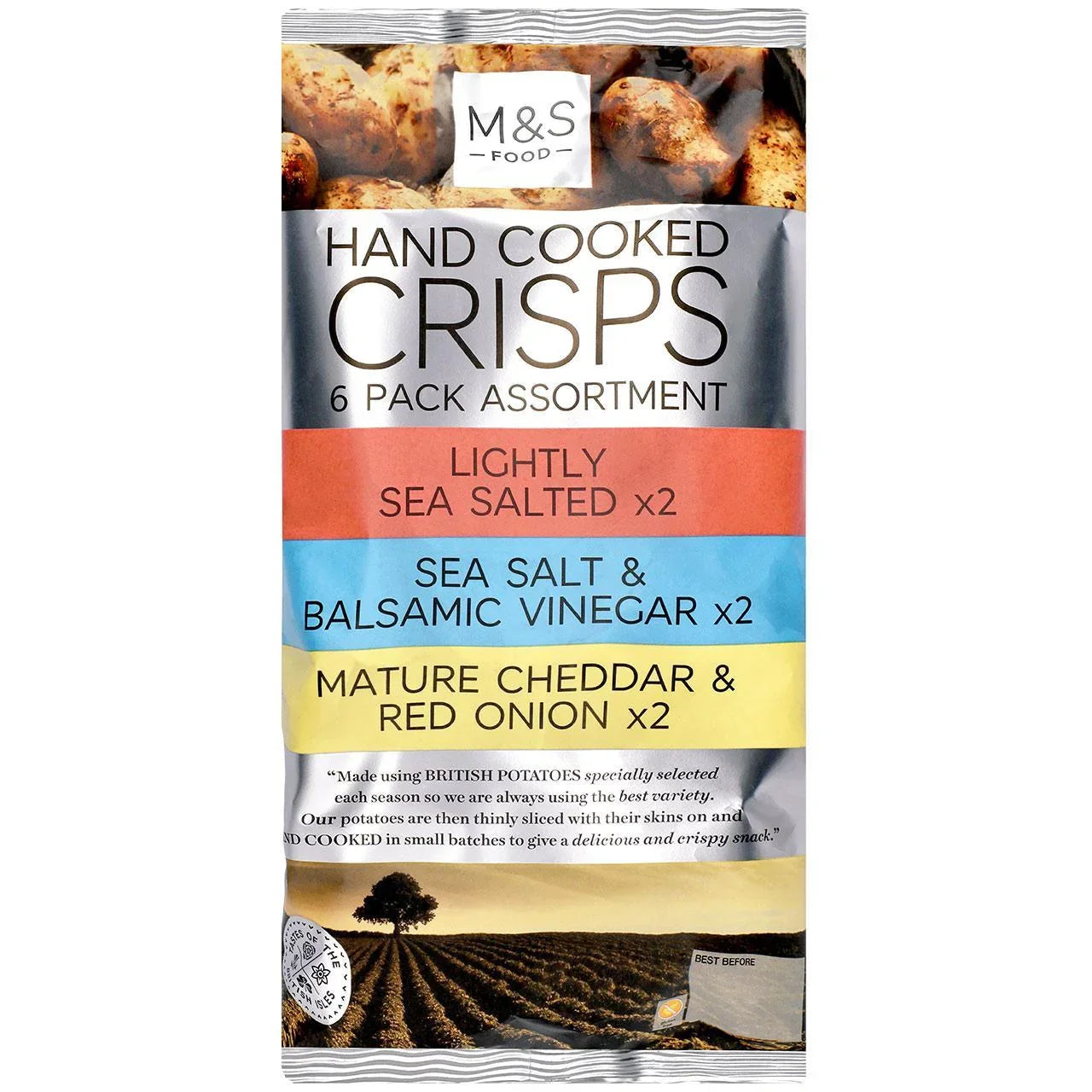 M&S Hand Cooked Crisps Assortment - 6 Flavours & 30g Each