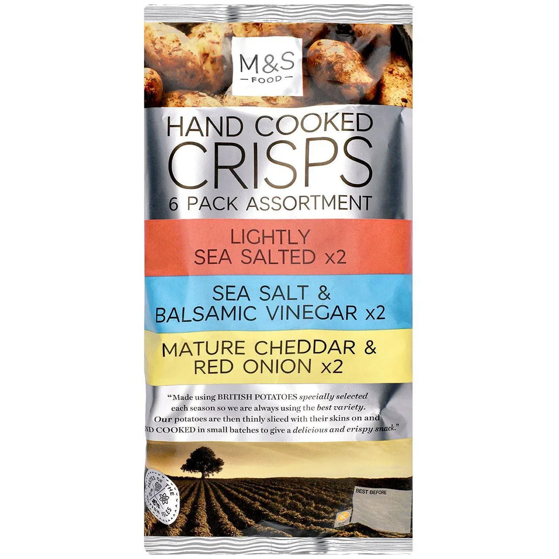 M&S Hand Cooked Crisps Assortment - 6 Flavours & 30g Each