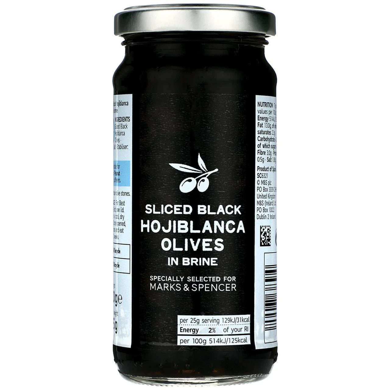 Premium Sliced Black Hojiblanca Olives in Brine - 230g
