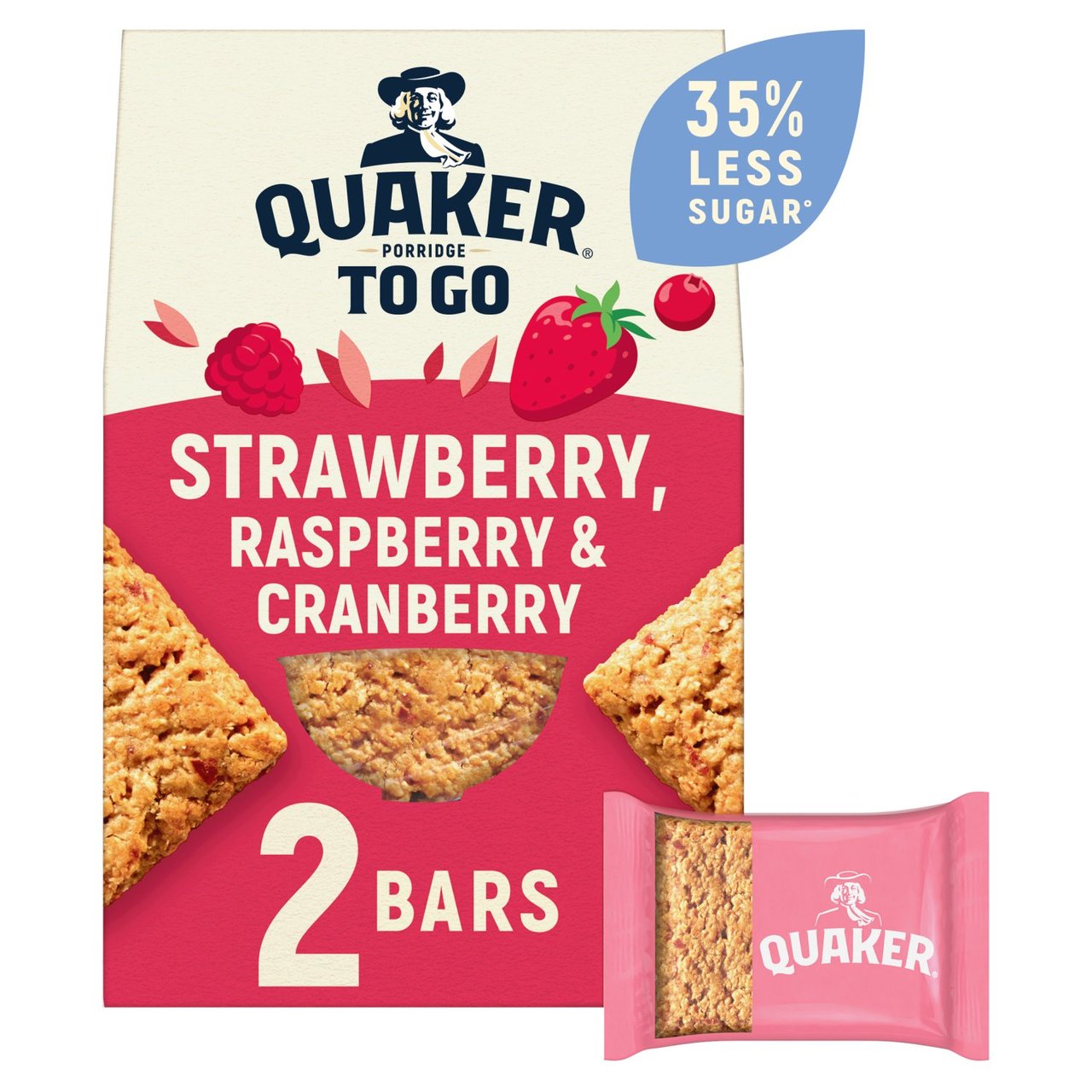 Quaker Mixed Berries Porridge 2 Go 55g Bars