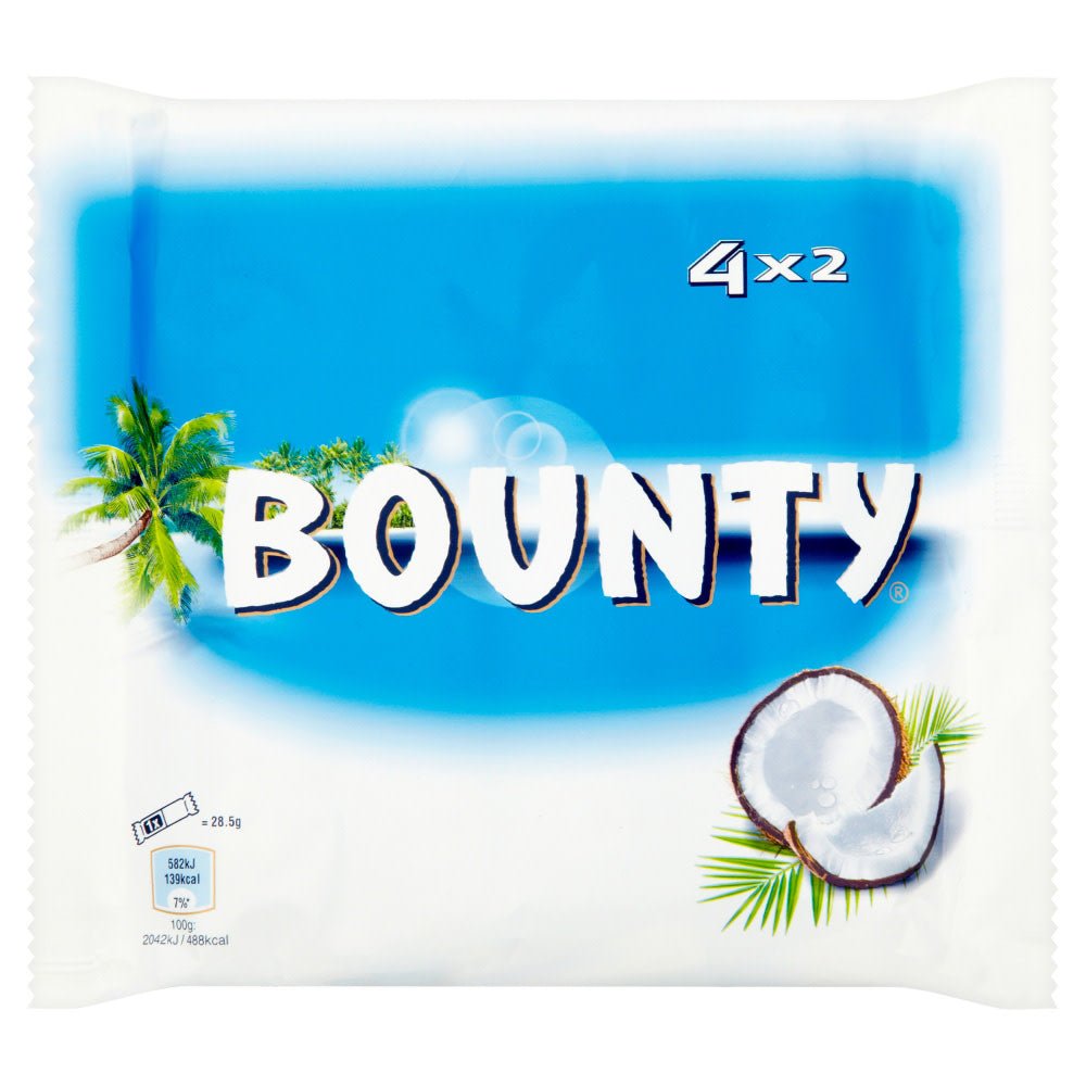 Bounty Coconut & Milk Chocolate Duo Bars 4 x 57g