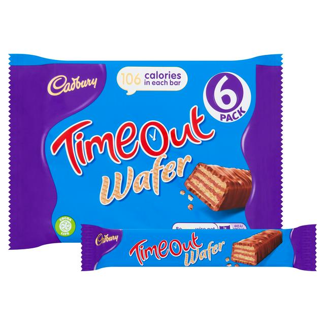 Cadbury Timeout Wafer Chocolate Biscuit 6 Pack Multipack 121.2g