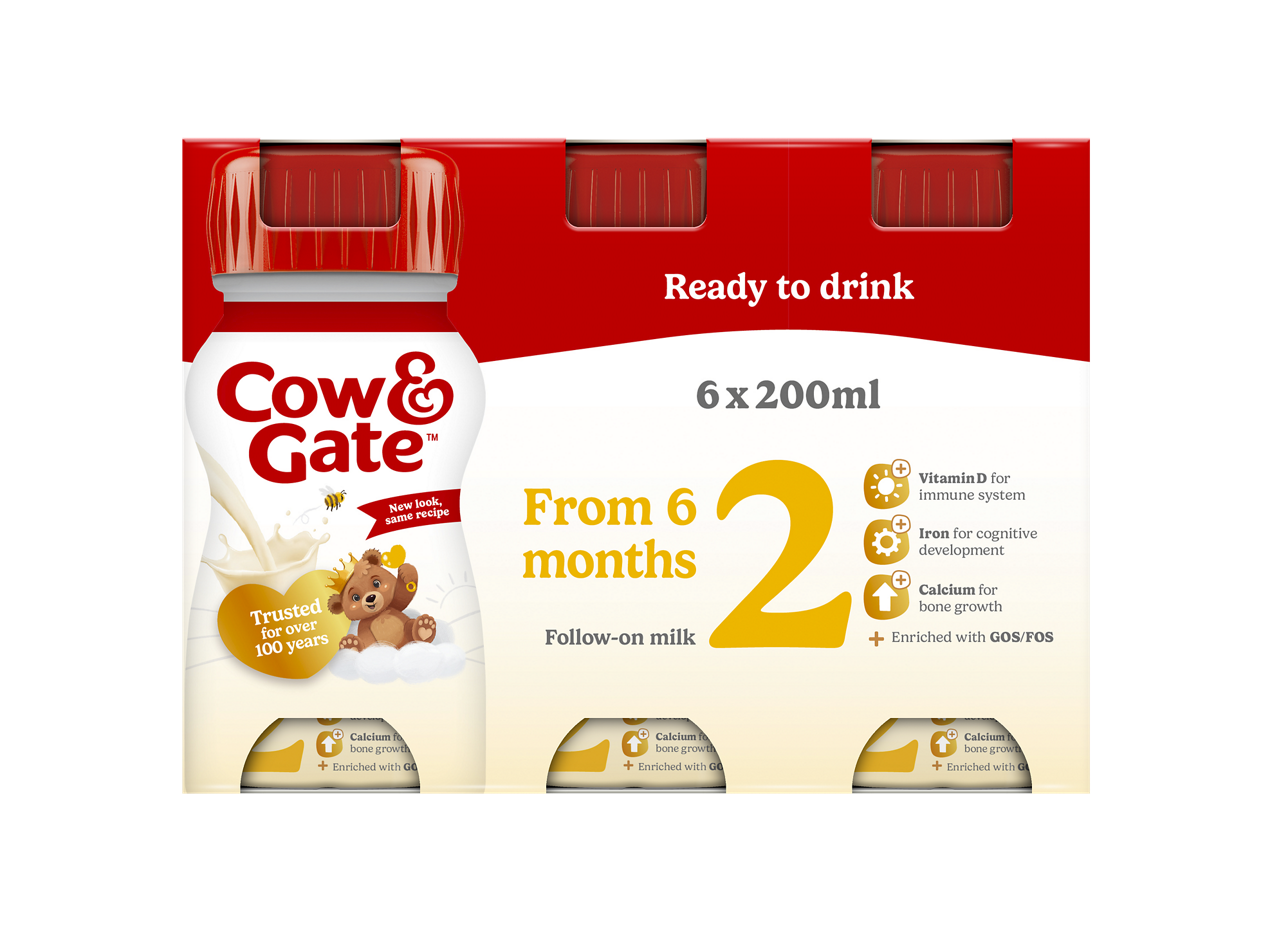 Cow & Gate 2 Follow On Baby Milk Formula Liquid Ready to Feed 6-12 Months 6x200ml