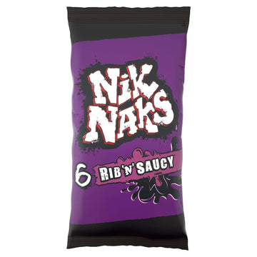 Nik Naks Rib & Saucy Corn Snacks 6X20g