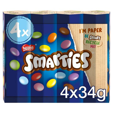 Smarties Milk Chocolate Tube Multipack 34g 4 Pack