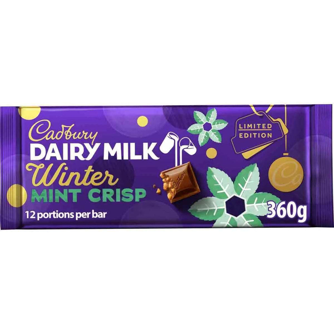 Cadbury Dairy Milk Winter Mint Crisp Chocolate Bar 360g